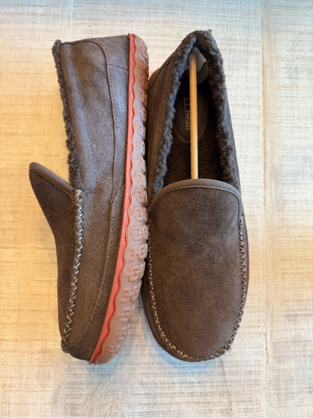 L.L.Bean Mountain Slippers Suede Fleece Lined Bean Boot Brown Men's 11 NIB